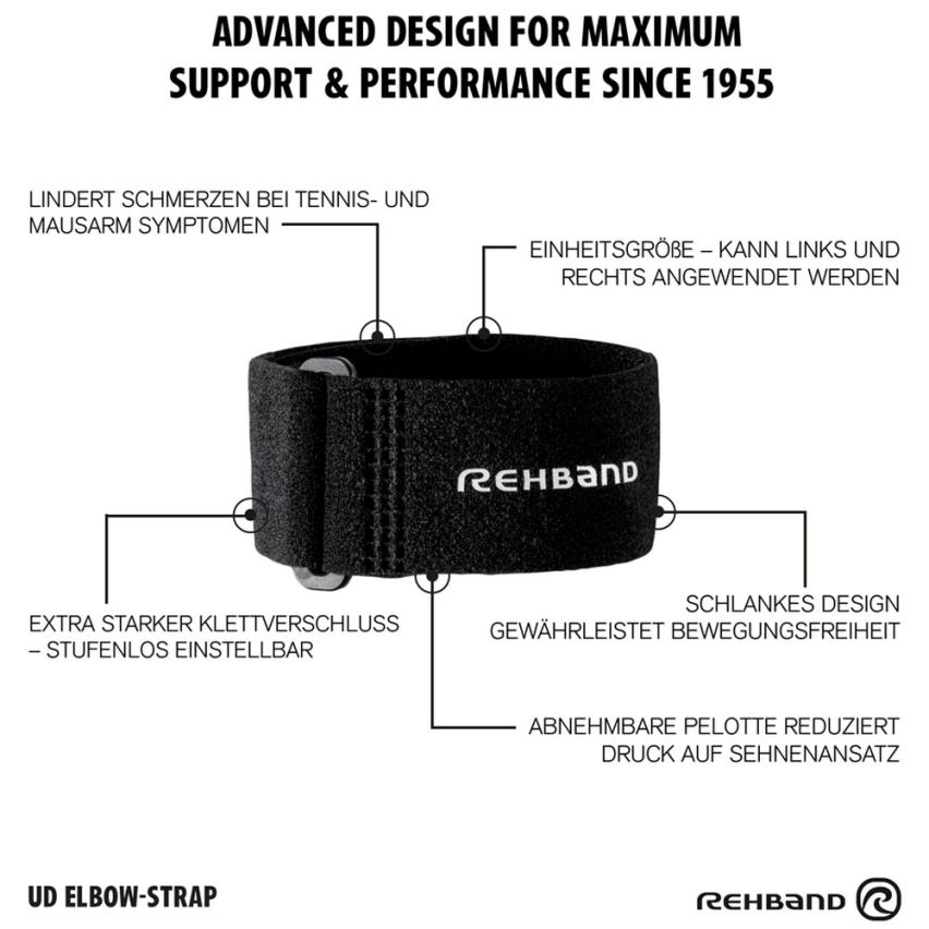 Rehband Tennisarmbandage UD Elbow Strap schwarz