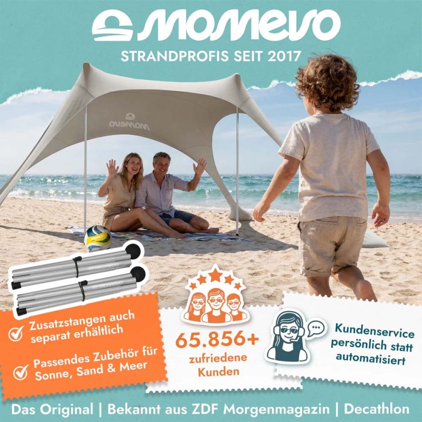 momevo Sunsail Strandzelt Sonnensegel UPF50+ sand