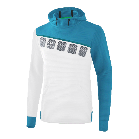 Erima 5-C Kapuzen-Sweatshirt für Herren weiss/oriental blue